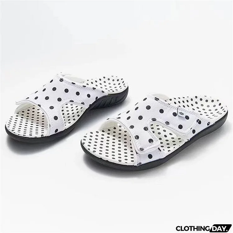 Summer Retro Polka Dot Flat Bottom Slippers for Women