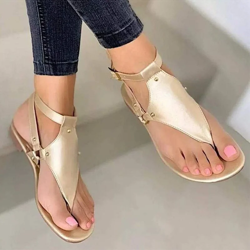 Women Sandals 2021 Flats Sandals Summer Shoes Woman Plus Size 43 Summer Sandals Elegant Women Flip Flops Flat Chaussure Femme