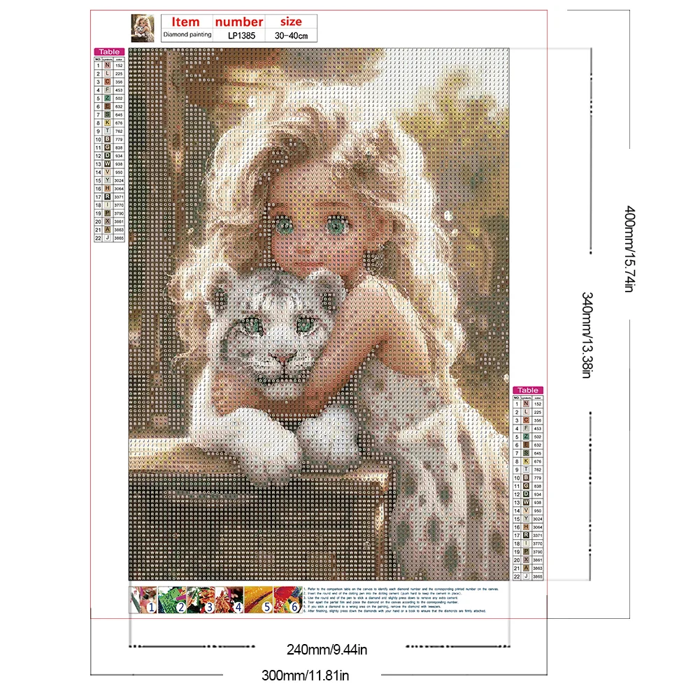Diamond Painting - Full Round Drill - Sweet Girl Tiger(Canvas|30*40cm)