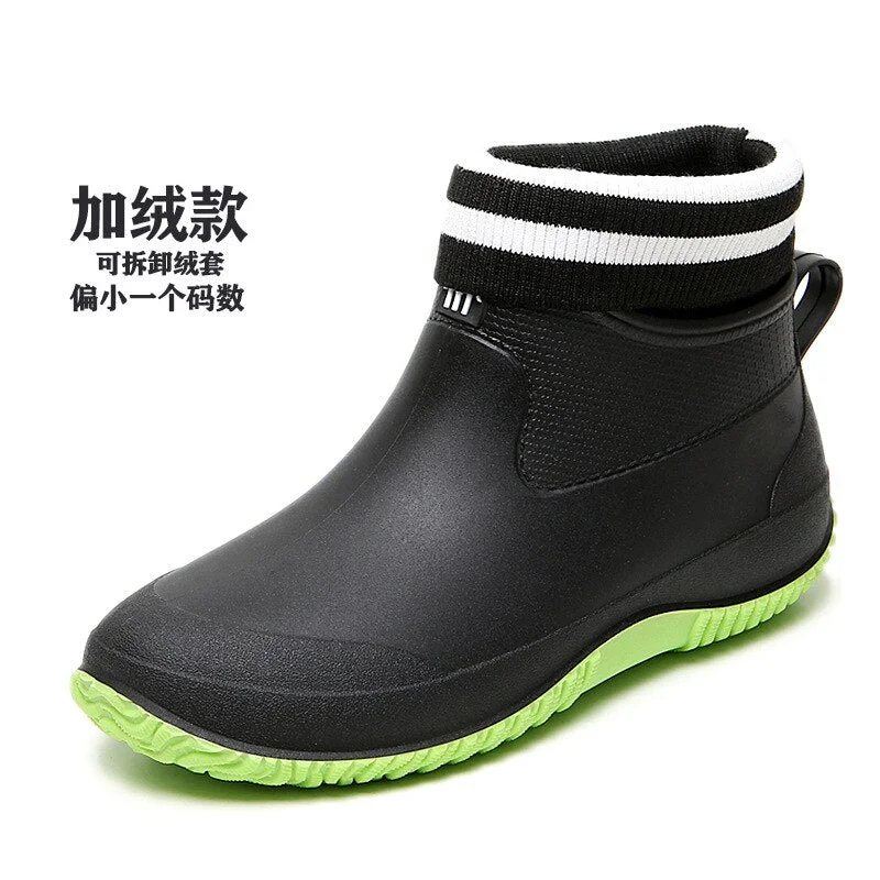 hot Rain Boots Women's Rubber Anti-skid Colorful Unisex Ankle Boots Lightweight Slip On Boots Shoes  Water-proof Drop Shipping
