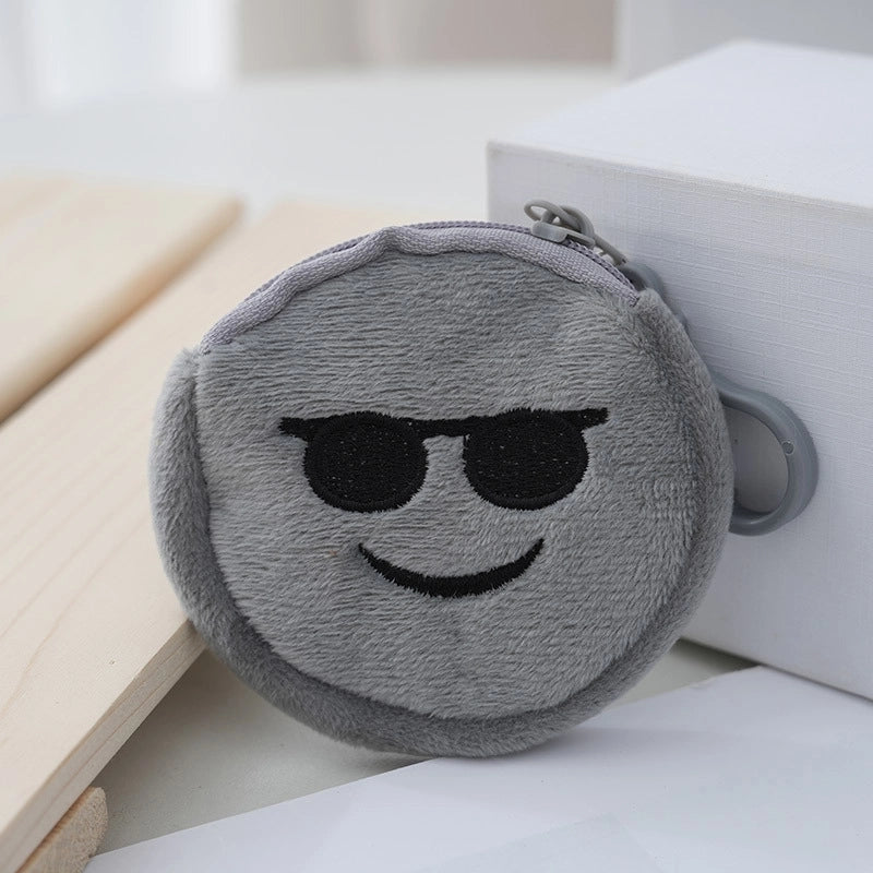 Unisex Face Plush Zipper Kids Wallets