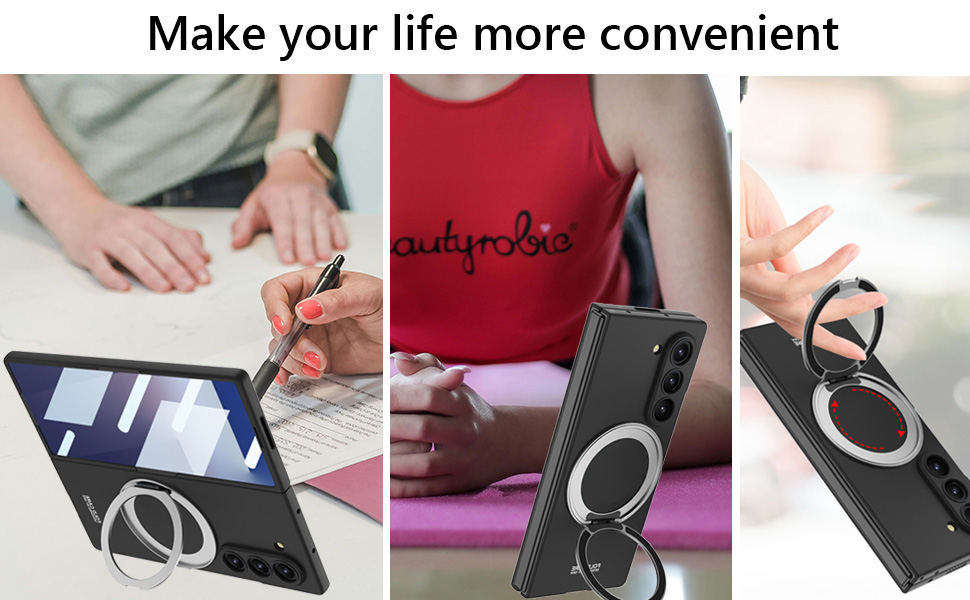 for Samsung Galaxy Z Fold 7 Magnetic Case with Rotating Ring Holder