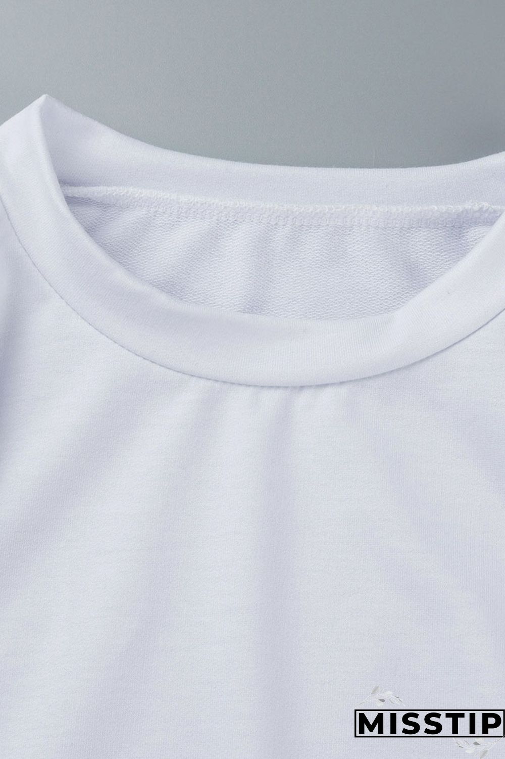 White Casual Solid Patchwork O Neck Tops