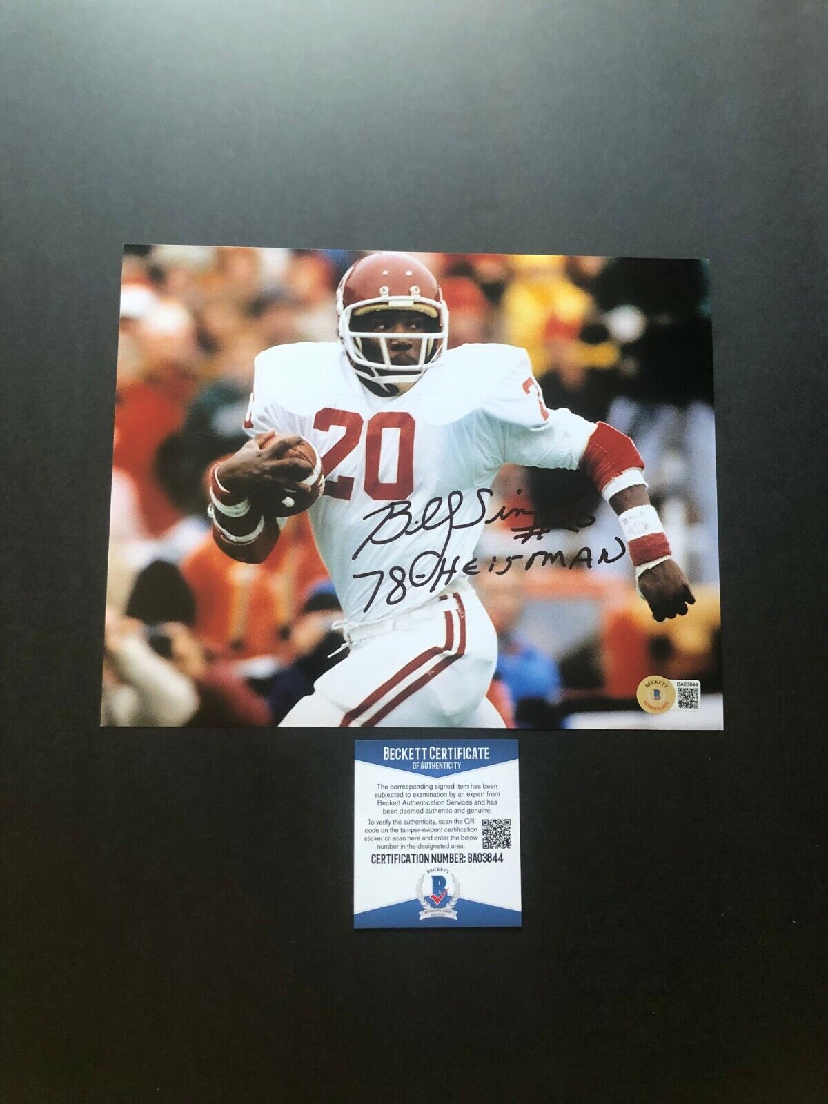 Billy Sims Hot signed autographed Oklahoma Heisman 8x10 Photo Poster painting Beckett BAS coa