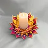 Peinture en diamant en 5D bricol&eacute;e DIY, d&eacute;coration acrylique de bureau, bougeoirs fleurs, lumi&egrave;re de plaques, d&eacute;coration de bureau artisanale pour adultes d&eacute;butants (Lotus-A rouge et jaune)