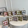 Classic Plaid Linen Daily Lunch Shopping Gift Bag