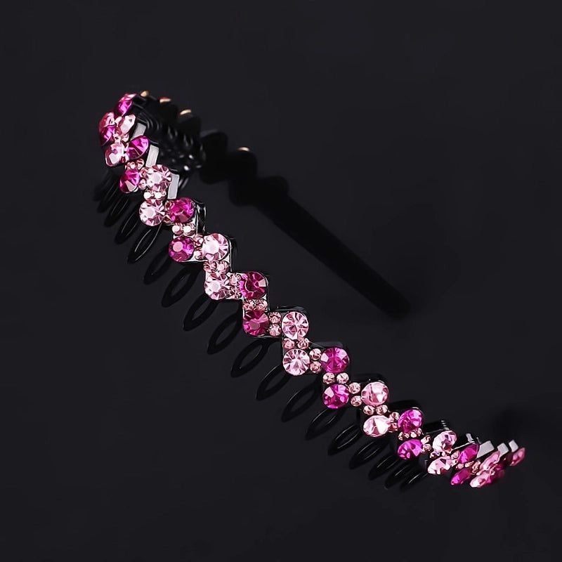 Korean New Arrival Toothed Non-Slip Rhinestone Headband Fashionable Simple Wave Crystal Headband Hair Card Headwear