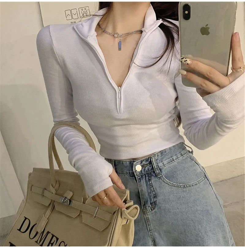 Brownm Brownm Quality 2023 Autumn Decoration Body Sexy Bottom Shirt With Korean Version Of Short Jacket Women With Long-Sleeved T-Shirt Women