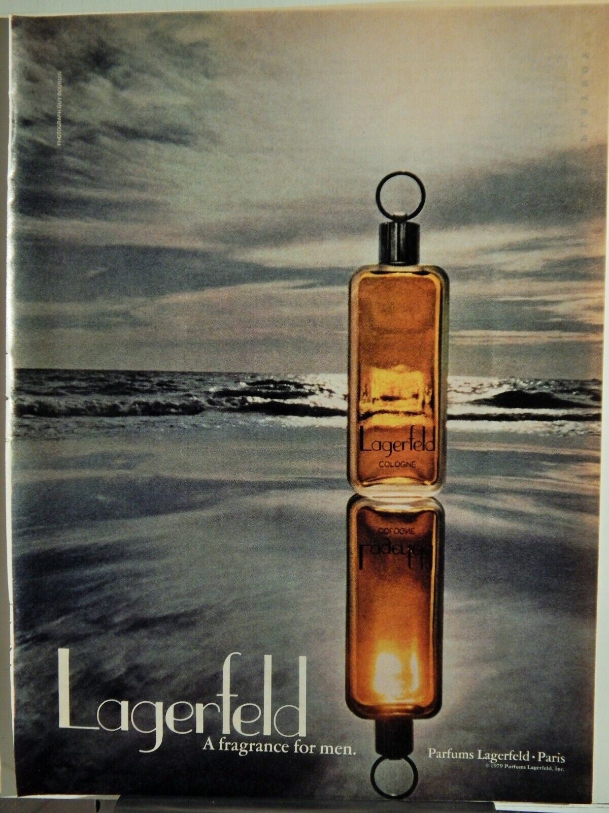 LAGERFELD A FRAGRANCE FOR MEN ORIGINAL VTG 1979 Photo Poster painting AD,