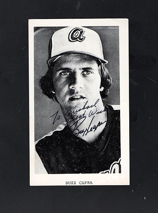 1974-77 BUZZ CAPRA-ATLANTA BRAVES AUTOGRAPHED POSTCARD Photo Poster painting