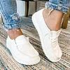Women's Canvas Lace-up Loafers Flat-bottom Lace-up  Shoes