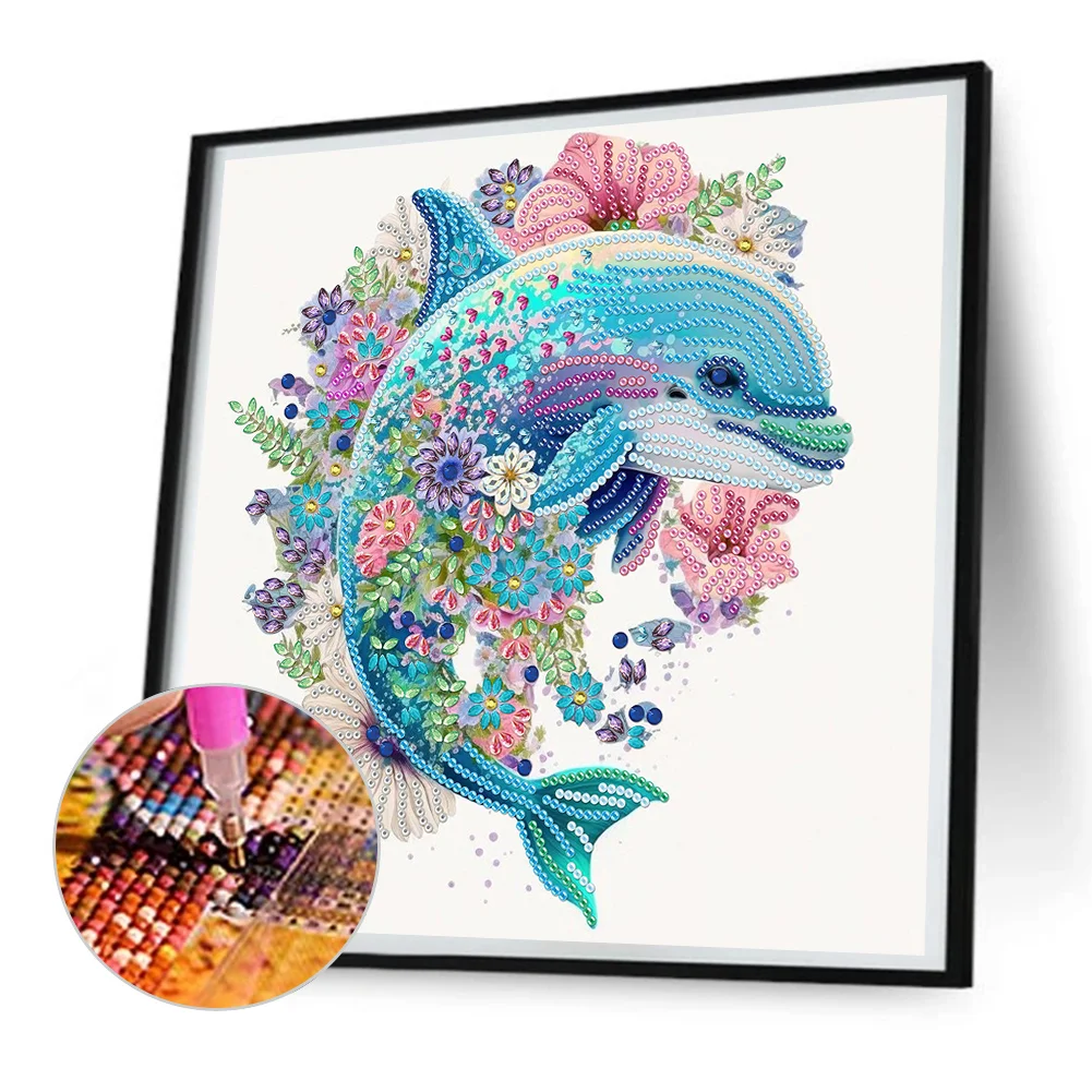 Diamond Painting - Partial Special Shaped Drill - Dolphin(Canvas|30*30cm)