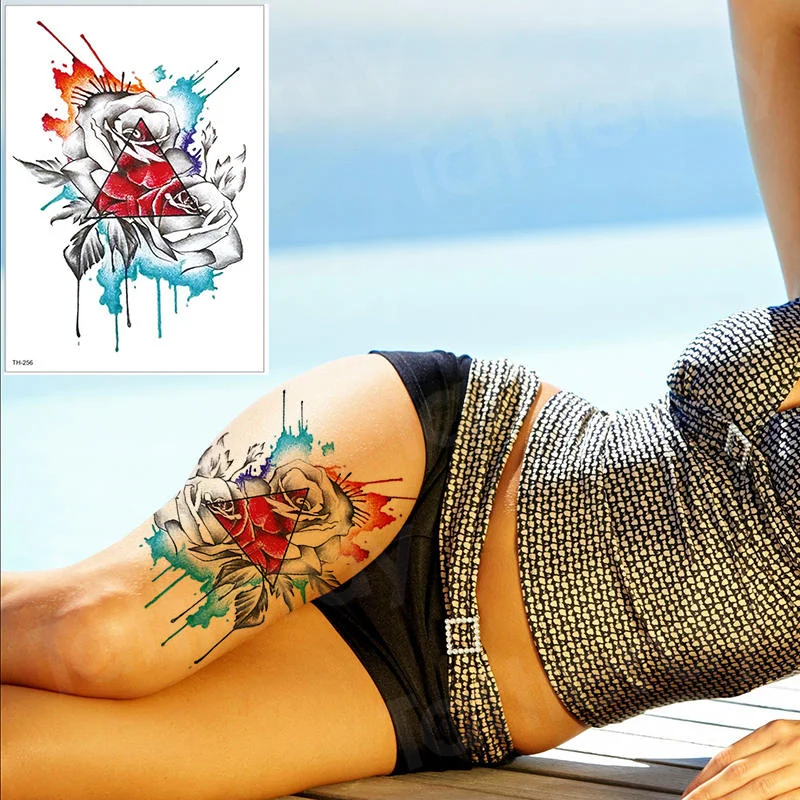 waterproof tattoo stickers bikini peony tattoo & body art flower rose tattoo fake water transfer tattoo temporary tatoo leg arm