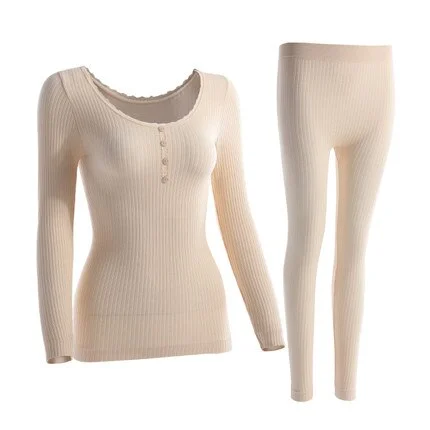 O-neck Women Cotton Thermal Underwear Clothing Cotton Thermo for Female Thermal Sets Long Johns Warm Suit Solid Color Intimates