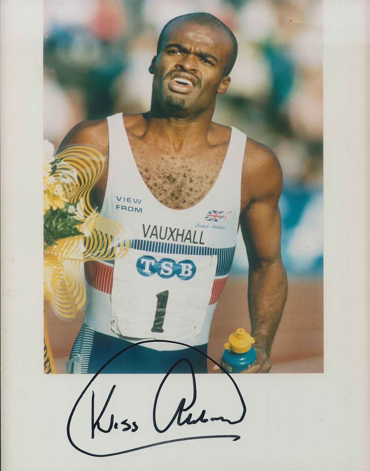 Kriss Akabusi Autograph 10x8 Signed Photo Poster painting AFTAL COA British Athlete Genuine