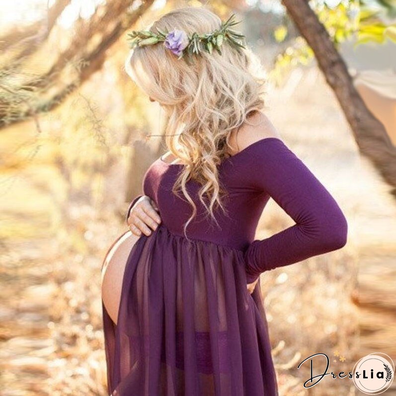 Maternity Dresses For Photo Shoot Chiffon Pregnancy Dress Photography Props Maxi Gown Dresses For Pregnant Women Clothes