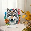 (US Local)DIY Double Sided Effect Special Shaped Flower Wolf DIY Double Sided Effect Diamond Painting Desktop Decorations Kit