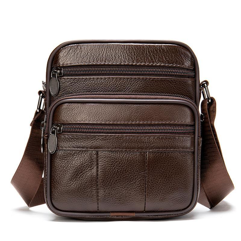 Men's Vintage Style Casual Leather Solid Color Crossbody Packs Shoulder Bag