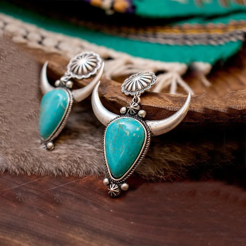 🔥Last Day 75% OFF🎁Bull Head Turquoise Earrings