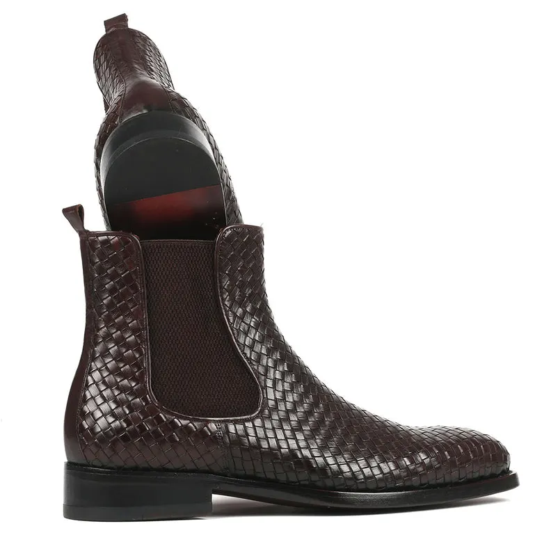 Gentleman's Braided Short Boots Chelsea Casual Martin Boots Ankle Boots-vocosishoes