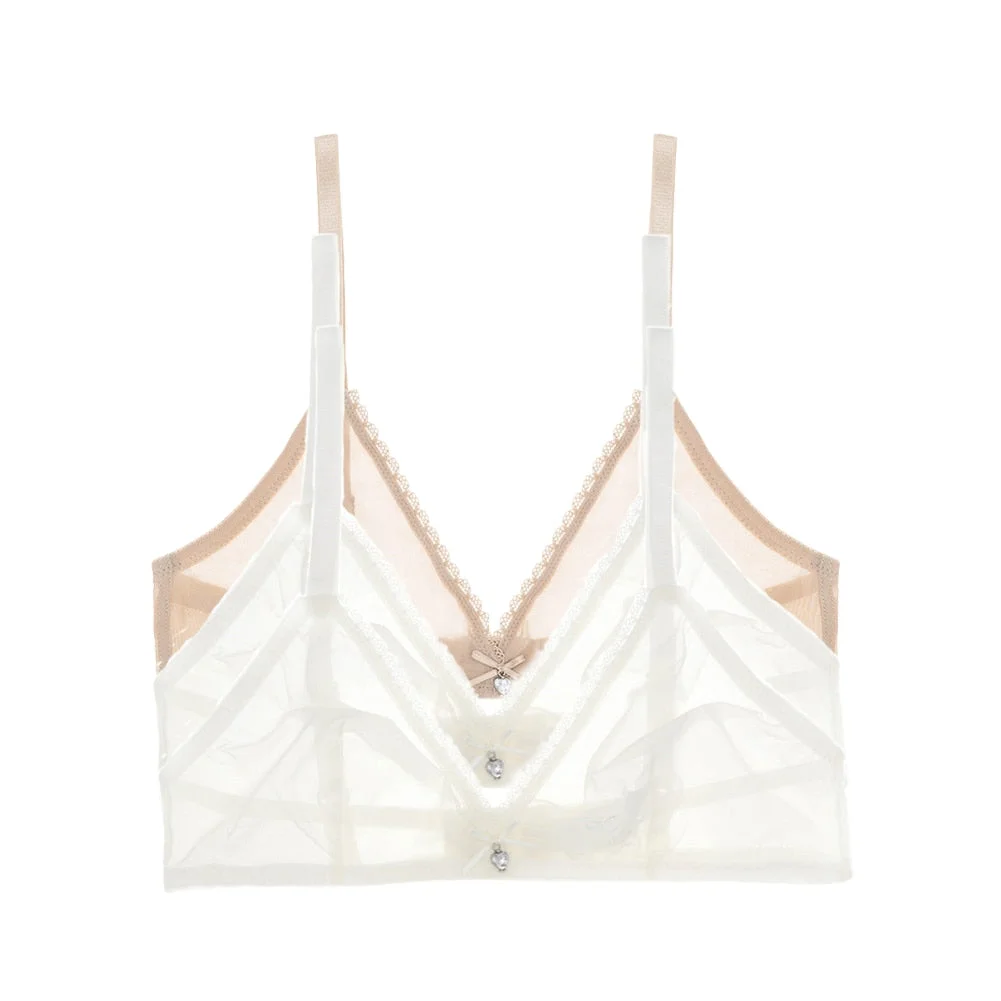 Varsbaby Sexy French Ultra-Thin Mesh Lingerie Lemon Yellow Mint Green Underwear Summer Breathable Bra Combination 3 PCS /Lot