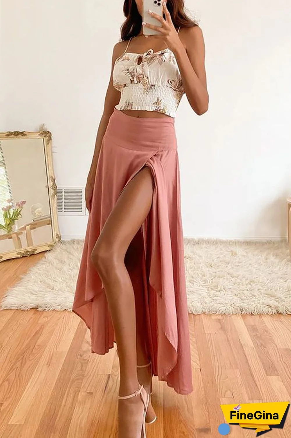 High Low Flare Shape Maxi Skirts