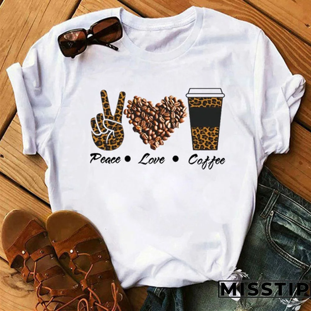 Brown Fashion Casual Print Basic O Neck T-Shirts