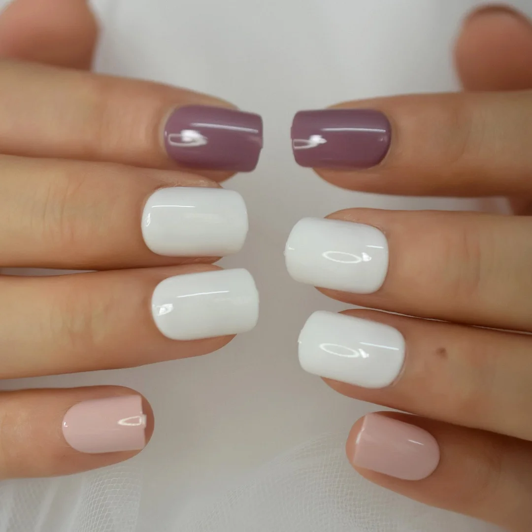 Hello Paris Classical French Nail Medium Natural Artificial Nails Square White French Style Smile Line Finfernails-Nail Inspo