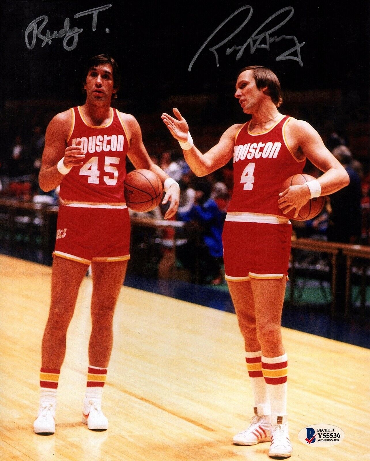 RICK BARRY & RUDY TOMJANOVICH Signed 8x10 Photo Poster painting HOUSTON ROCKETS