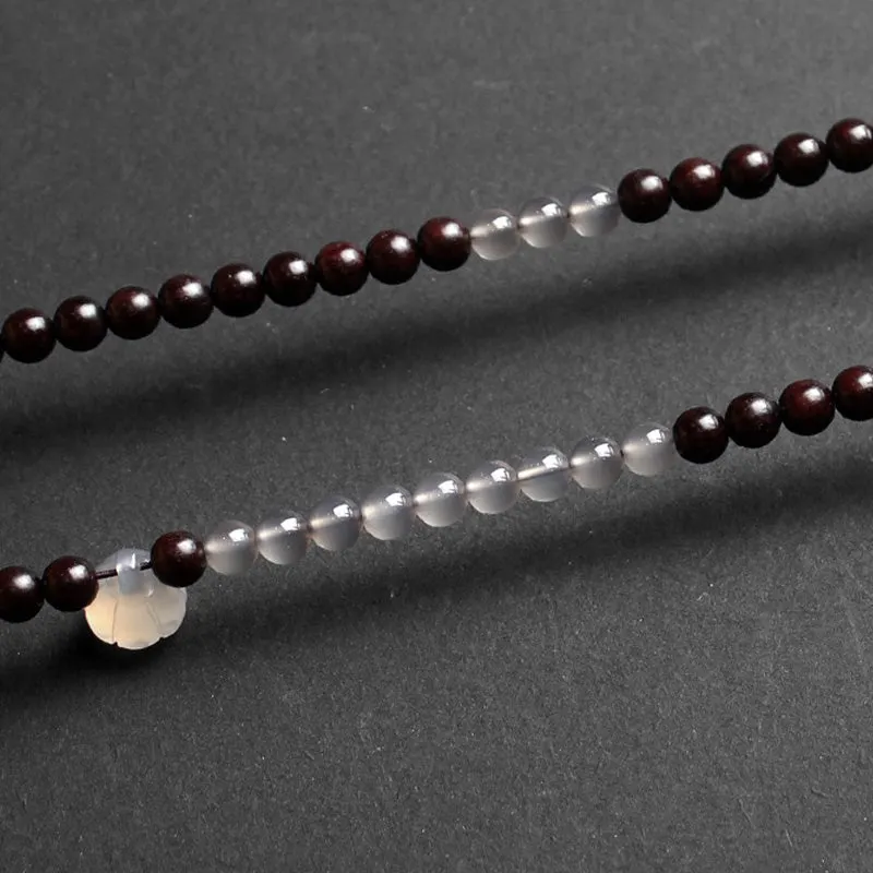 Tibetan Small Leaf Red Sandalwood Lotus Balance Necklace Bracelet