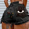 Women's Super High Waist Denim Ripped Shorts Love Wins Sexy Hot Pants Shorts by Inlyline