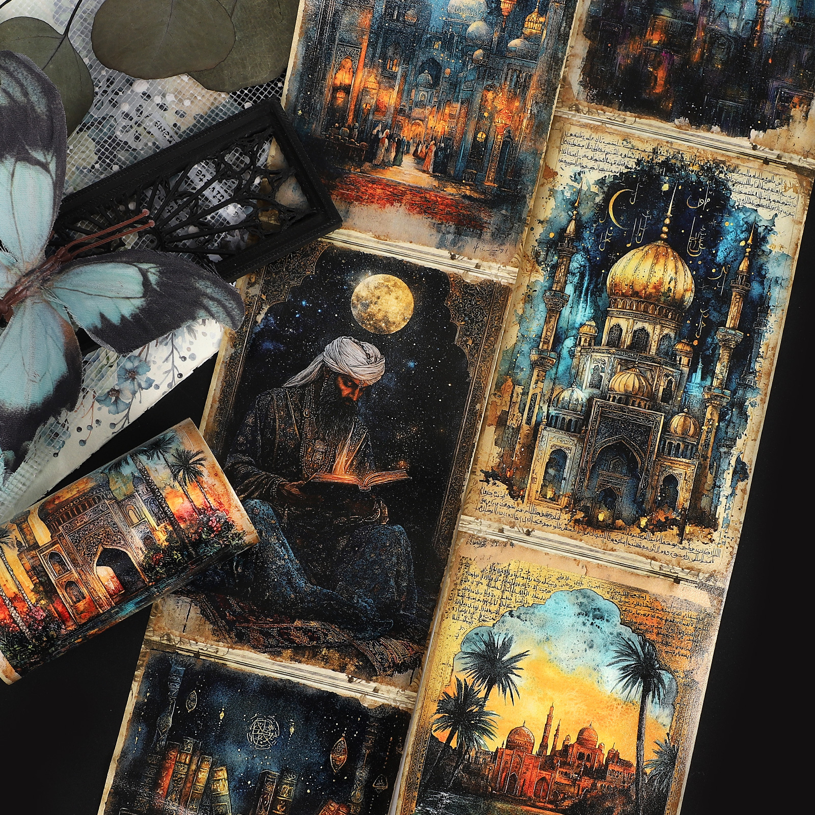 와시 테이프 - 80mm*205cm 빈티지 아라뱅 나이트 캐릭터 캐슬