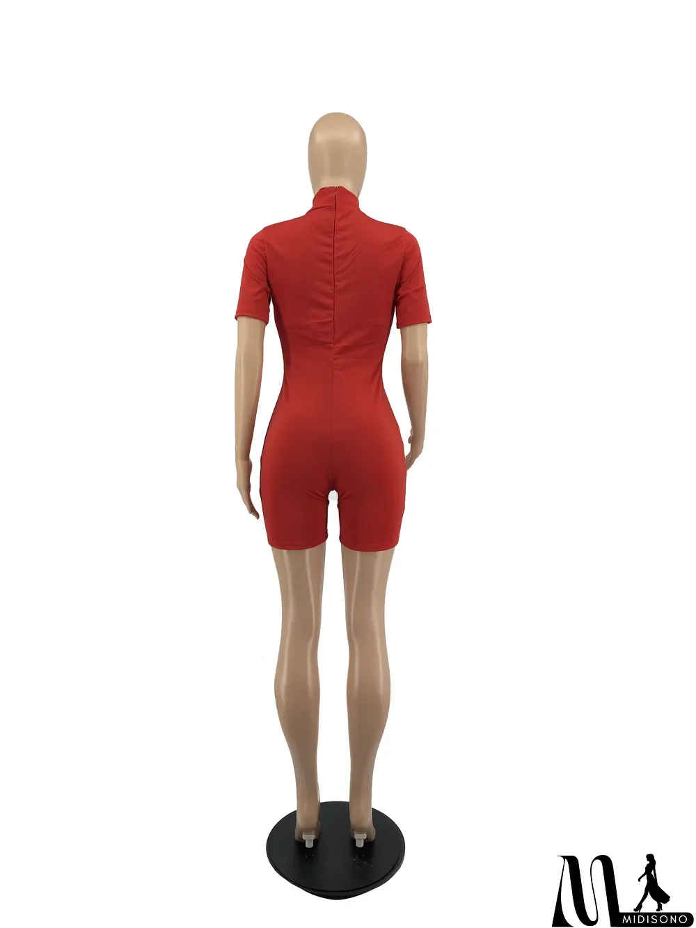 MidiSono - Solid Sexy Turtleneck Hollow Tight Rompers