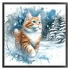 Cat Walking In Snow-14CT Stamped Cross Stitch 50*50cm/19.69*19.69in tapestrymarket