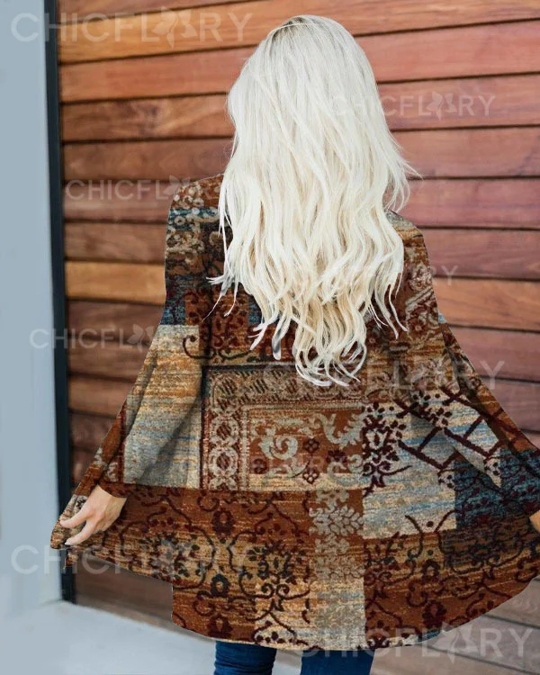Women's Vintage Paisley Print Loose Cardigan