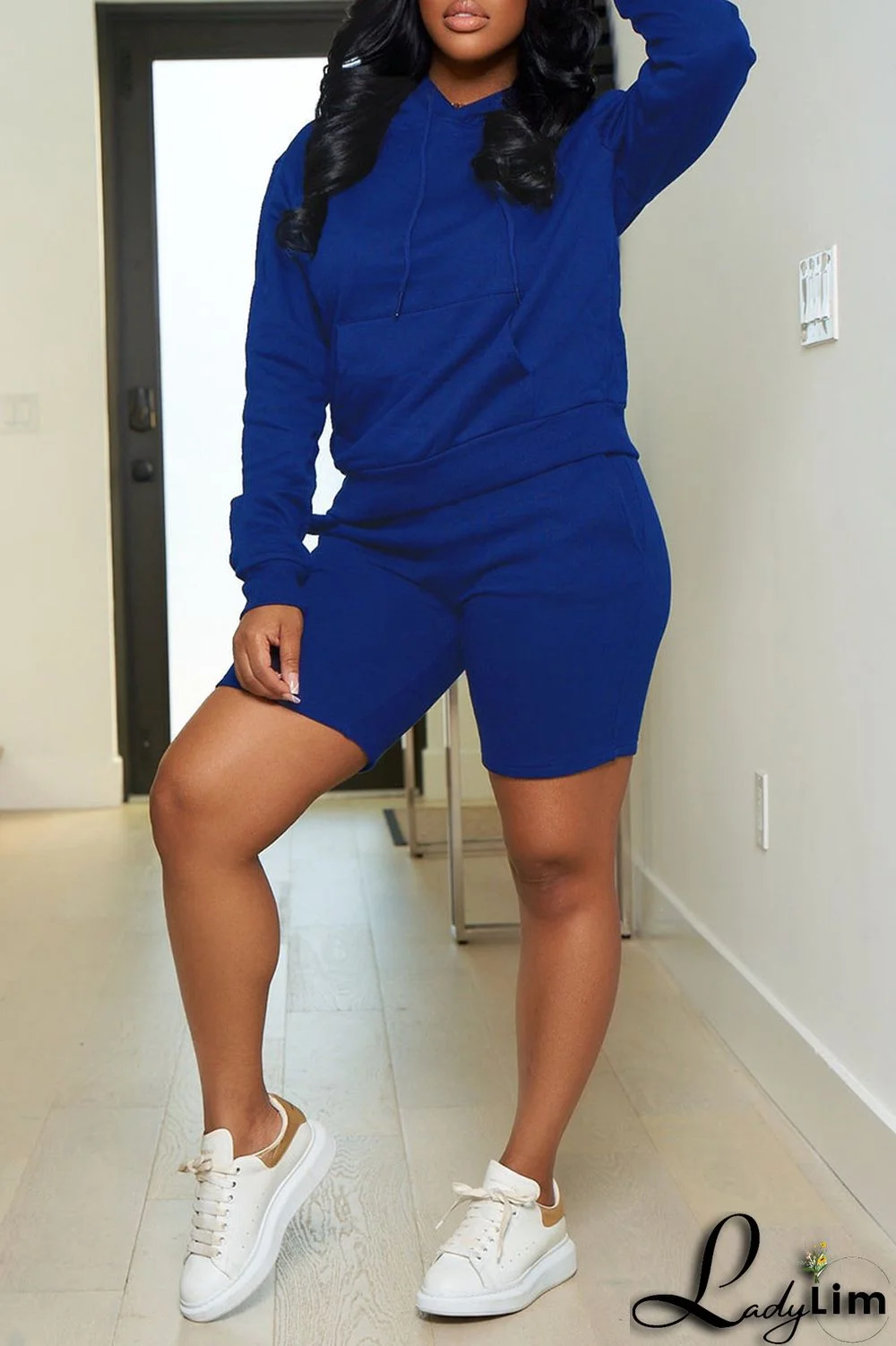 Pink Casual Solid Split Joint Hooded Collar Long Sleeve Two Pieces