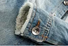 Men's Sherpa Fleece Lined Distressed Denim Trucker Jacket by Inlyline
