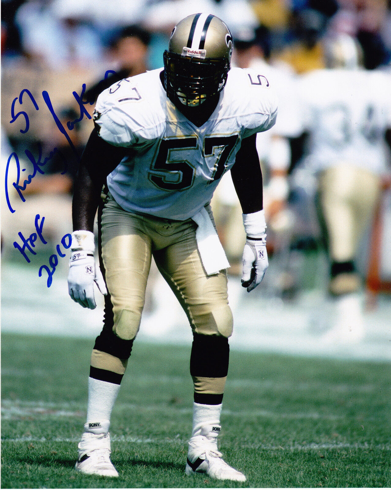 RICKEY JACKSON NEW ORLEANS SAINTS HOF 2010 ACTION SIGNED 8x10