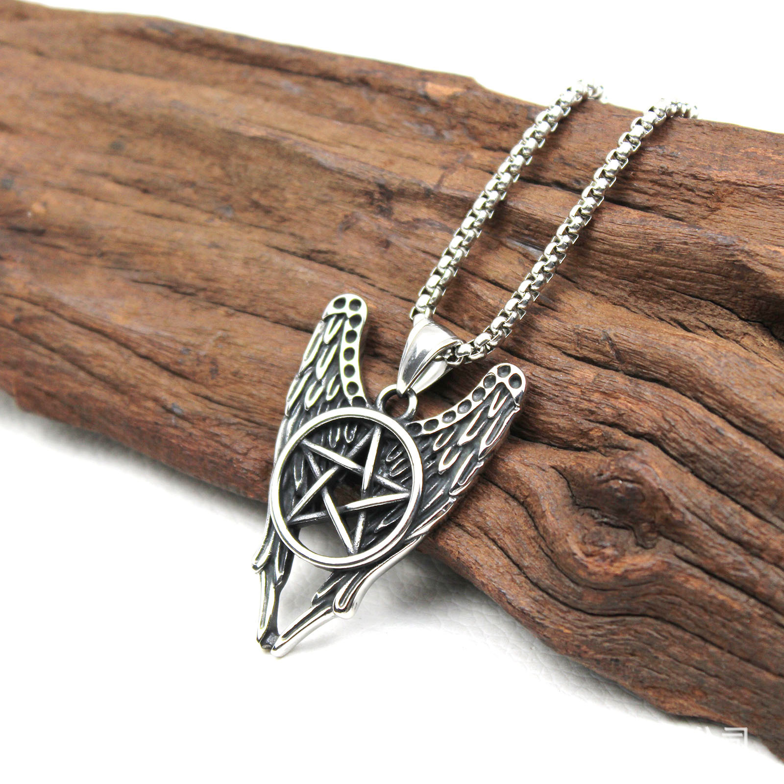 Angel Wings Pentagram Guardian Necklace 