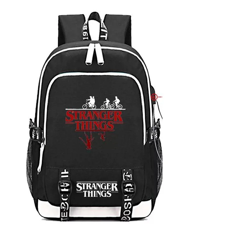 Mayoulove Stranger Things Eleven #4 USB Charging Backpack School Note Book Laptop Travel Bags-Mayoulove
