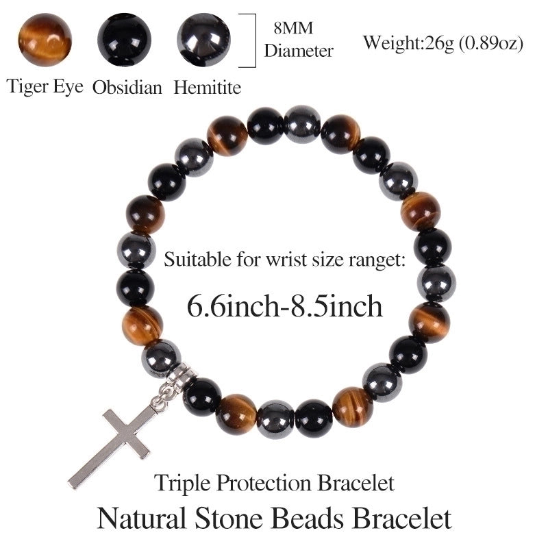 Retro Cross Natural Stone Men’s Bracelets