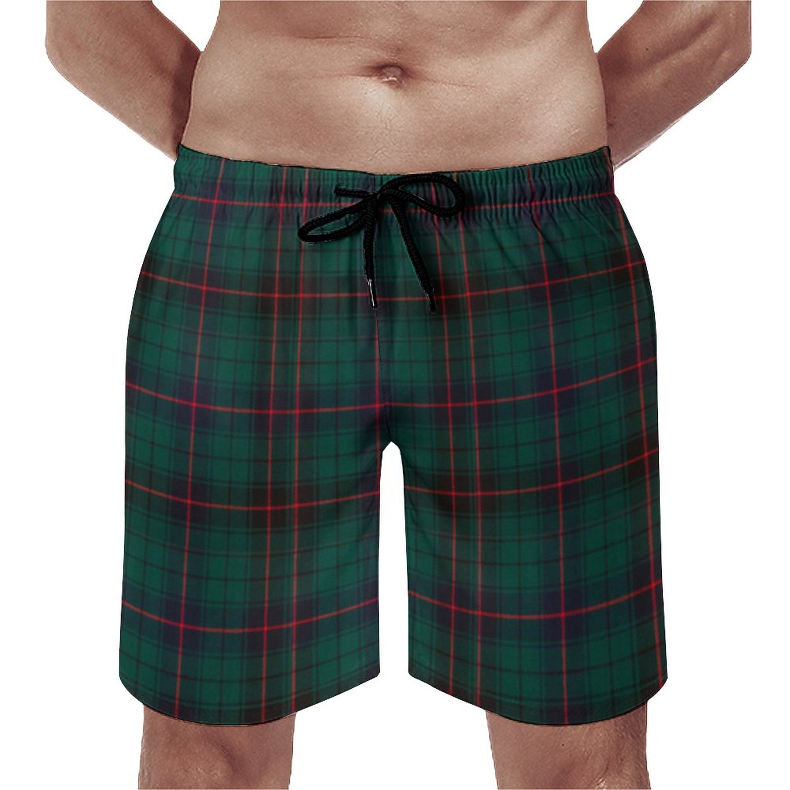 Clan Davidson Tartan Elegant Men's Swim Trunks Summer Board Shorts Quick Dry Beach Short with Pockets