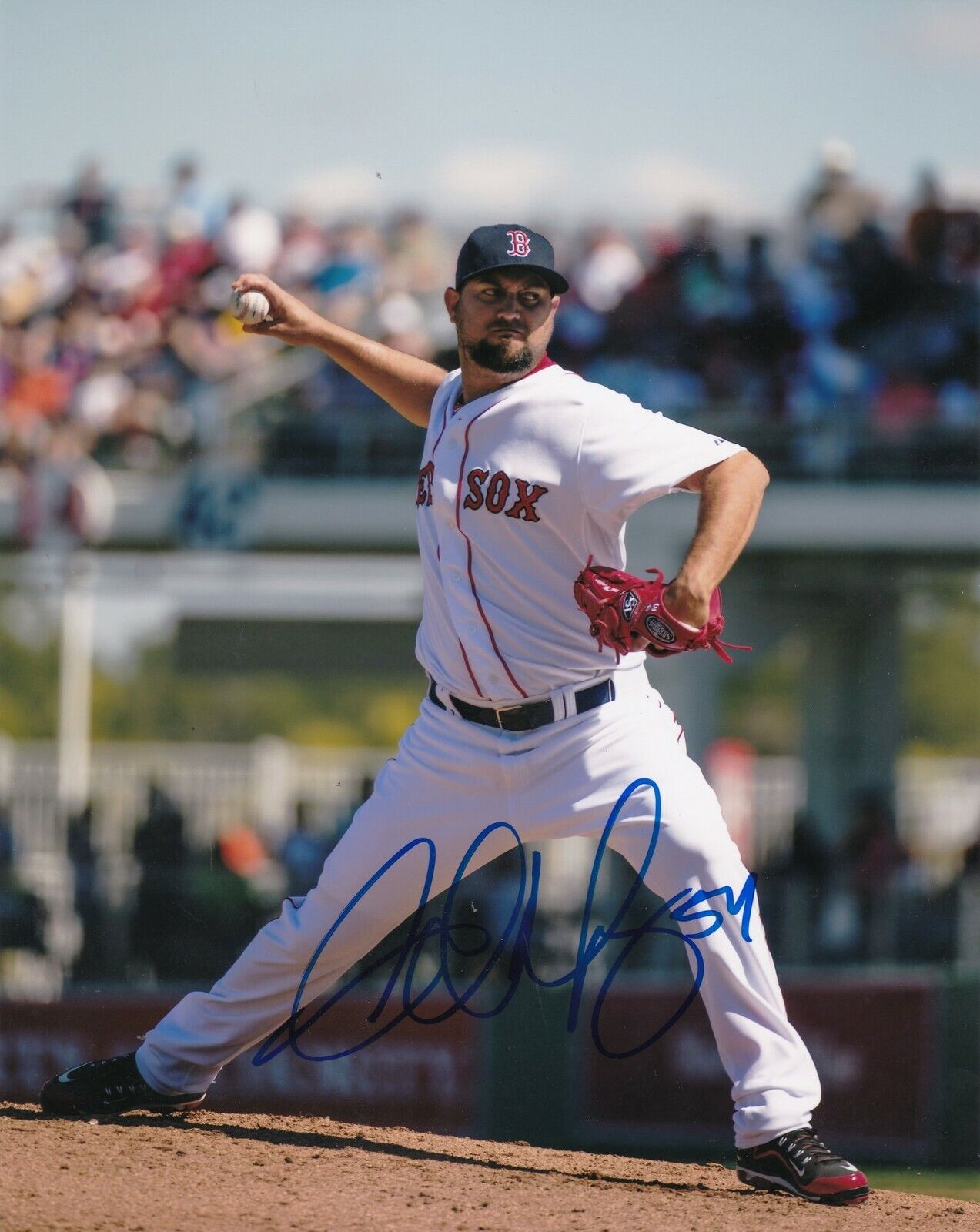 EDWARD MUJICA BOSTON RED SOX ACTION SIGNED 8x10