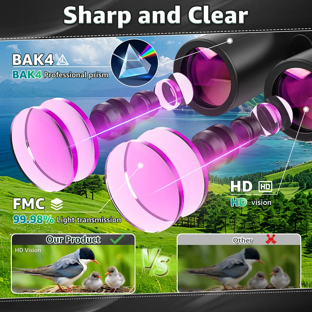  BEBANG 10x42 HD Binoculars for Adults, Large View Binoculars with Clear Low Light Vision,Binoculars for Bird Watching Travel