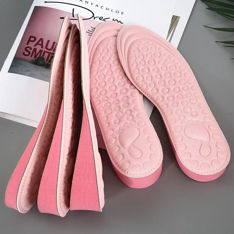 2 Pairs Massage Inner Heightening Insoles Men and Women EVA Breathable Sports Heightening Shoes Full Pad, Size: 35-36
