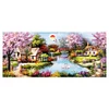 (Big Size) 11CT Cottage garden - Stamped Cross Stitch -100*43cm/39.37*16.93in