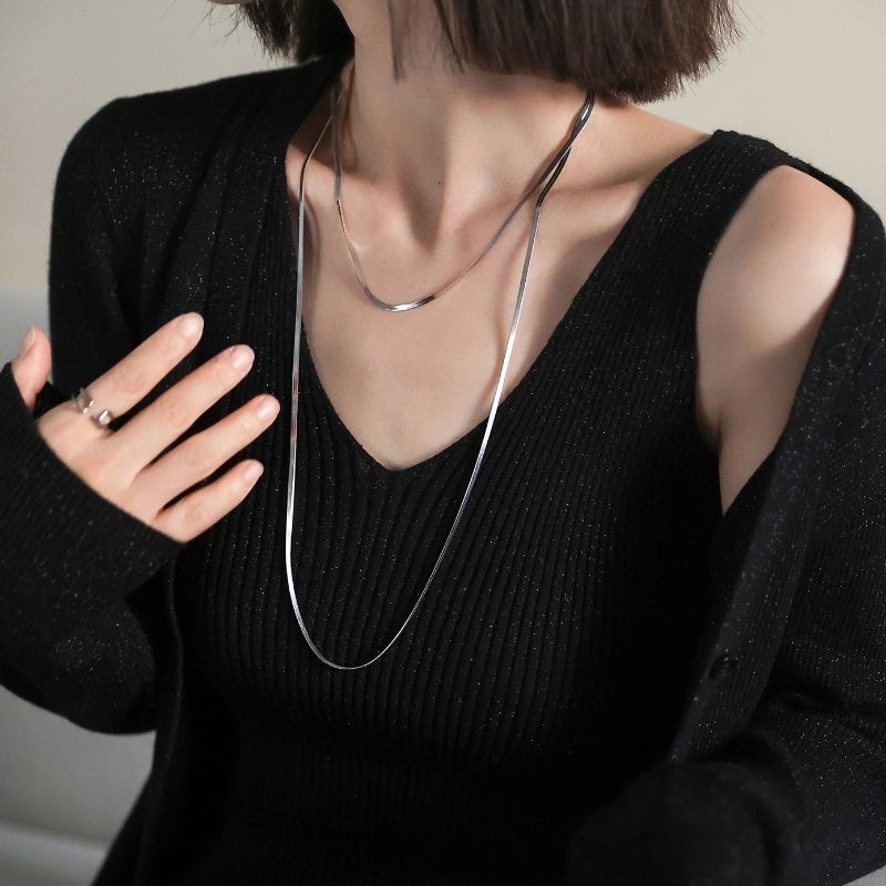 Classic Style Geometric 304 Stainless Steel Long Necklace