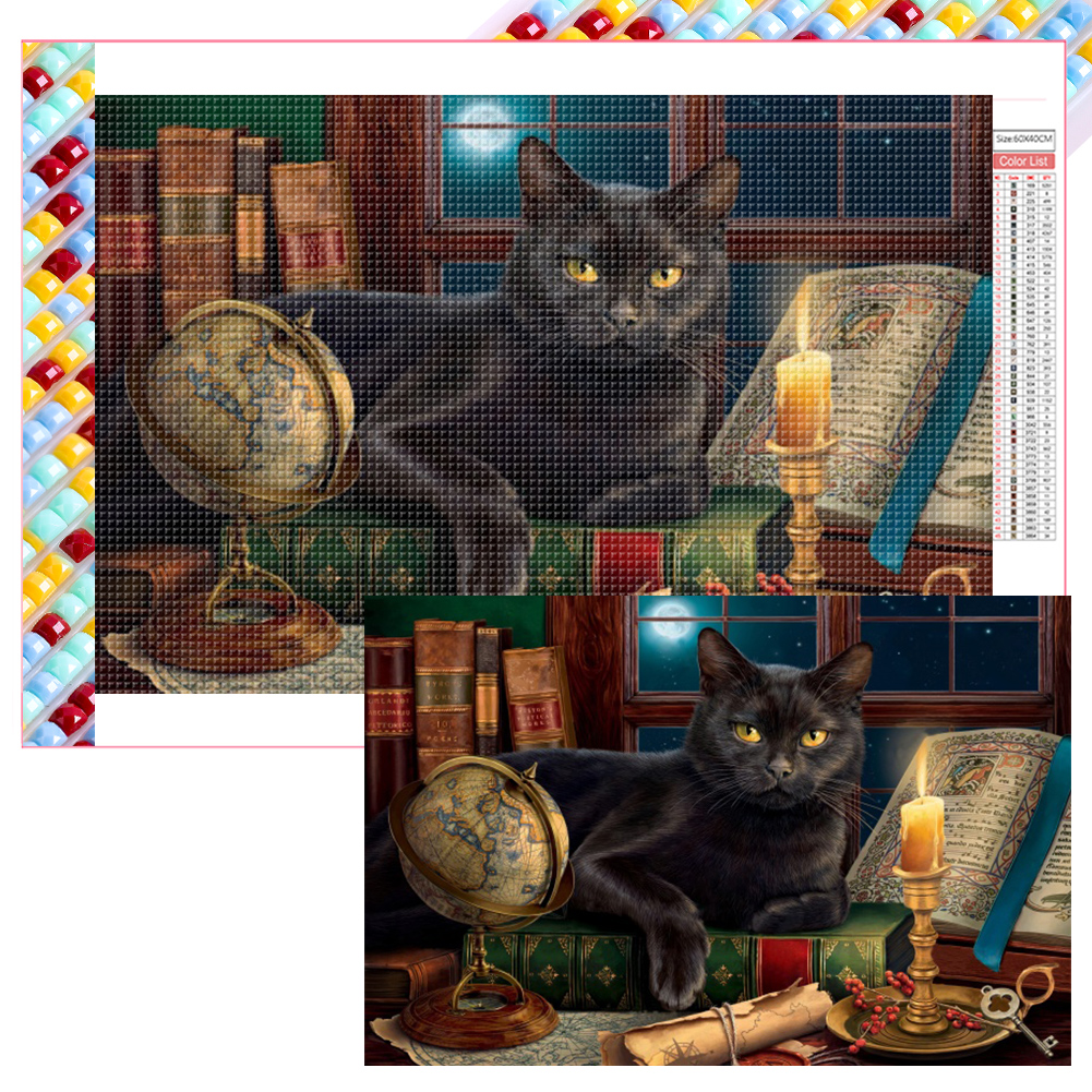 Black Cat 60*40cm(picture) full square drill diamond painting