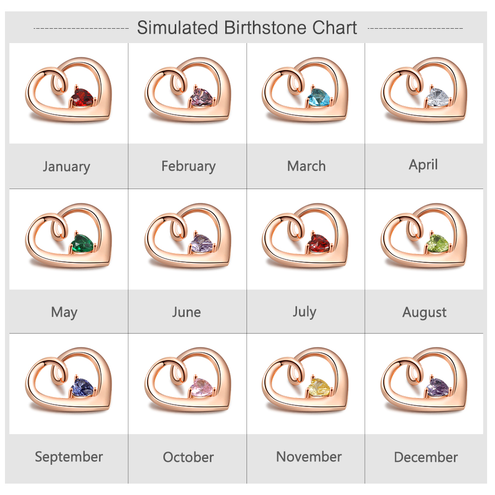 Personalised Heart Pendant Necklace Custom 5 Names & 5 Birthstones Necklace Gifts for Her-Jessemade AU