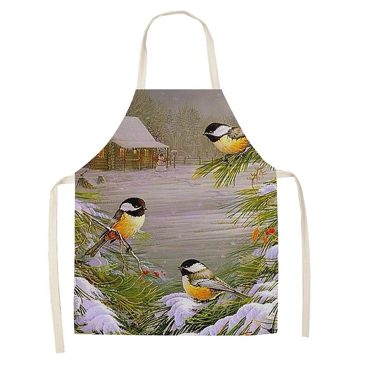 Waterproof Linen Kitchen Apron -Oriole bird